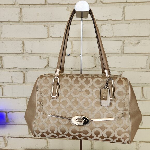 Coach Madeline East West Op Art Sateen Satchel Handbag Purse